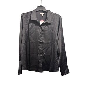 NWT Joie Satin blouse black long sleeve  career party button down sz varies